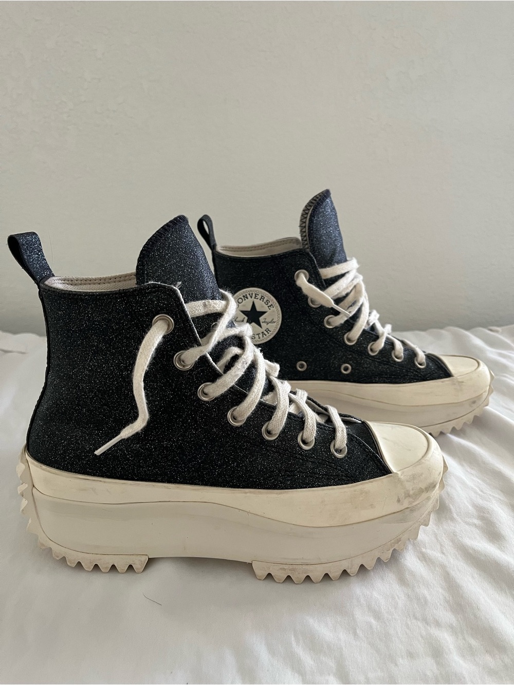 Converse Platform High-Top Sneakers in Black Glitter 9